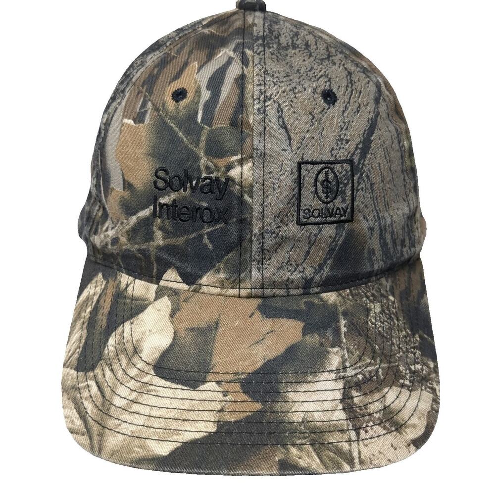 Baseball Cap Brown Camo One Size Slideback Solvay Interox Corporate Logo Hat